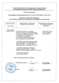 2019.04.04 Лесной - Приложение к сертификату устройства поворотные, откидные, поворотно-откидные, взломоустойчивые. ГОСТ 30777-2012